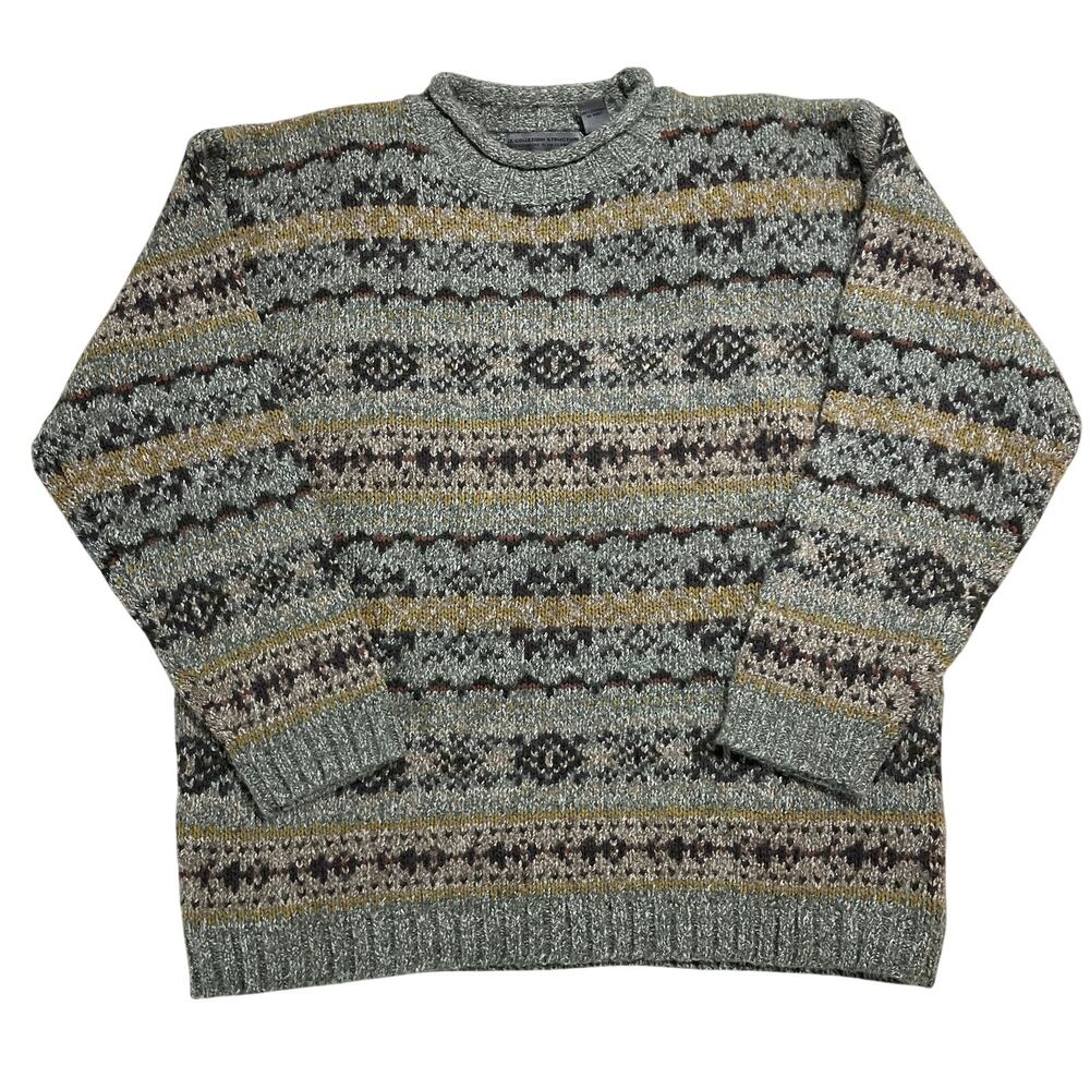 Vintage  Structure Le Collezioni Sweater Mens Large Fair Isle Nordic Wool Blend